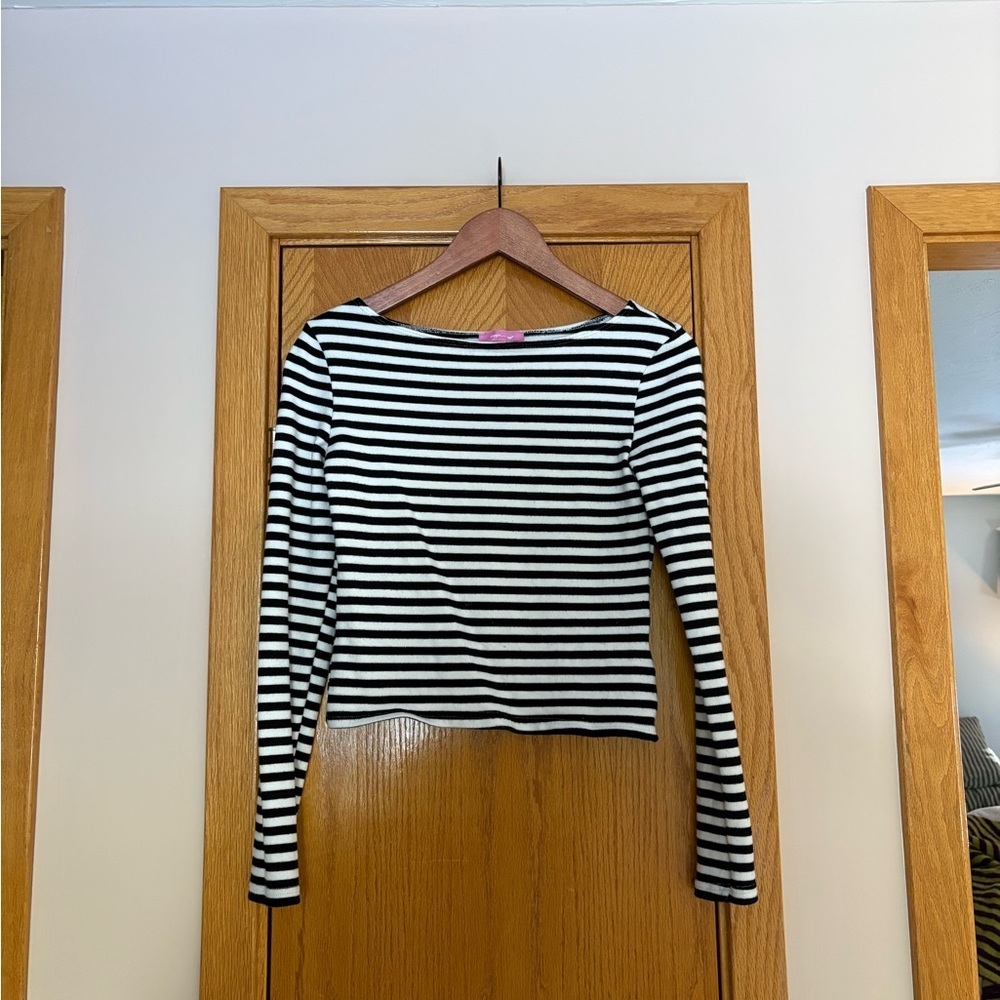 Edikted Black and White Striped Long Sleeve Top